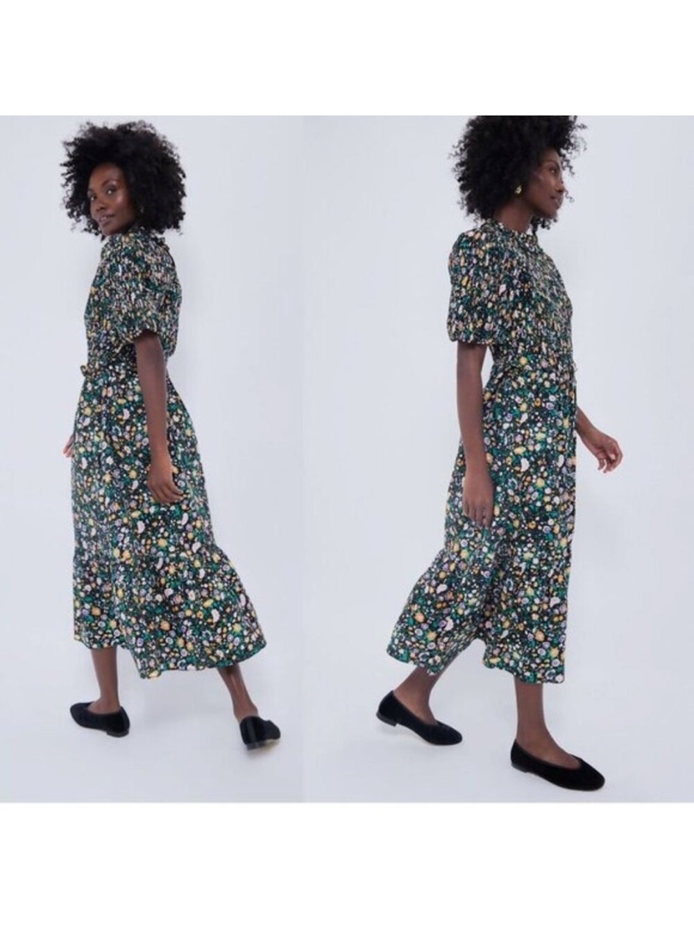 Hyacinth House | NEW Black Multi Floral Smocked Samantha Midi
Dress Size XS - Picture 3 of 4